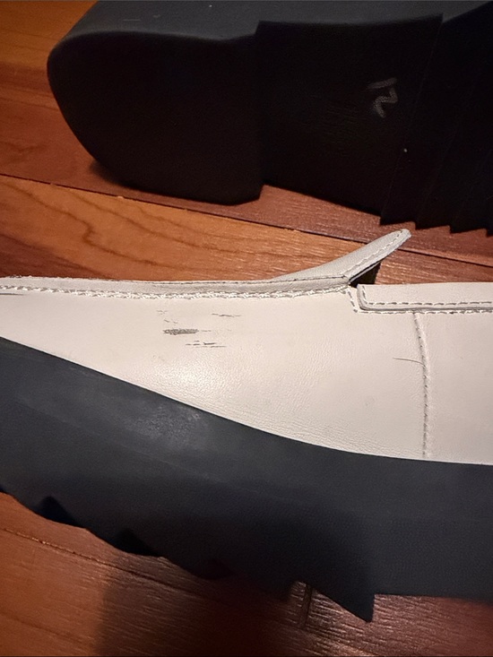 Eileen Fisher White Leather Slip-On Loafers with Black Platform Sz 9 main image 7